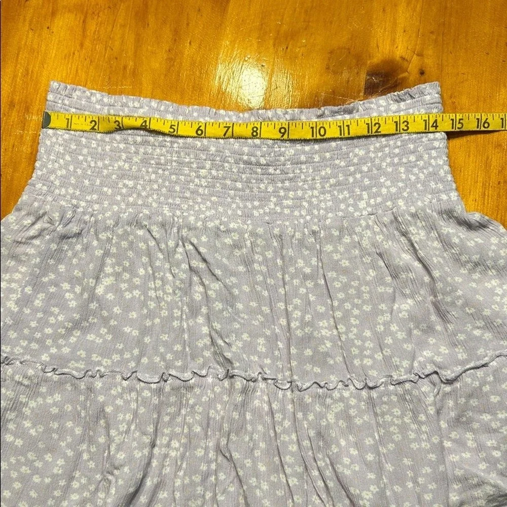 Hippie Rose Y2K Juniors Lavender Floral Smocked Waist‎ Tiered Ruffle Mini Skirt